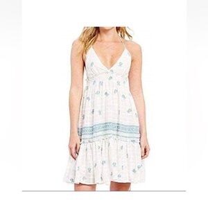 NWT Chelsea & Violet White Getaway Halter Mini Dress embroidered open back